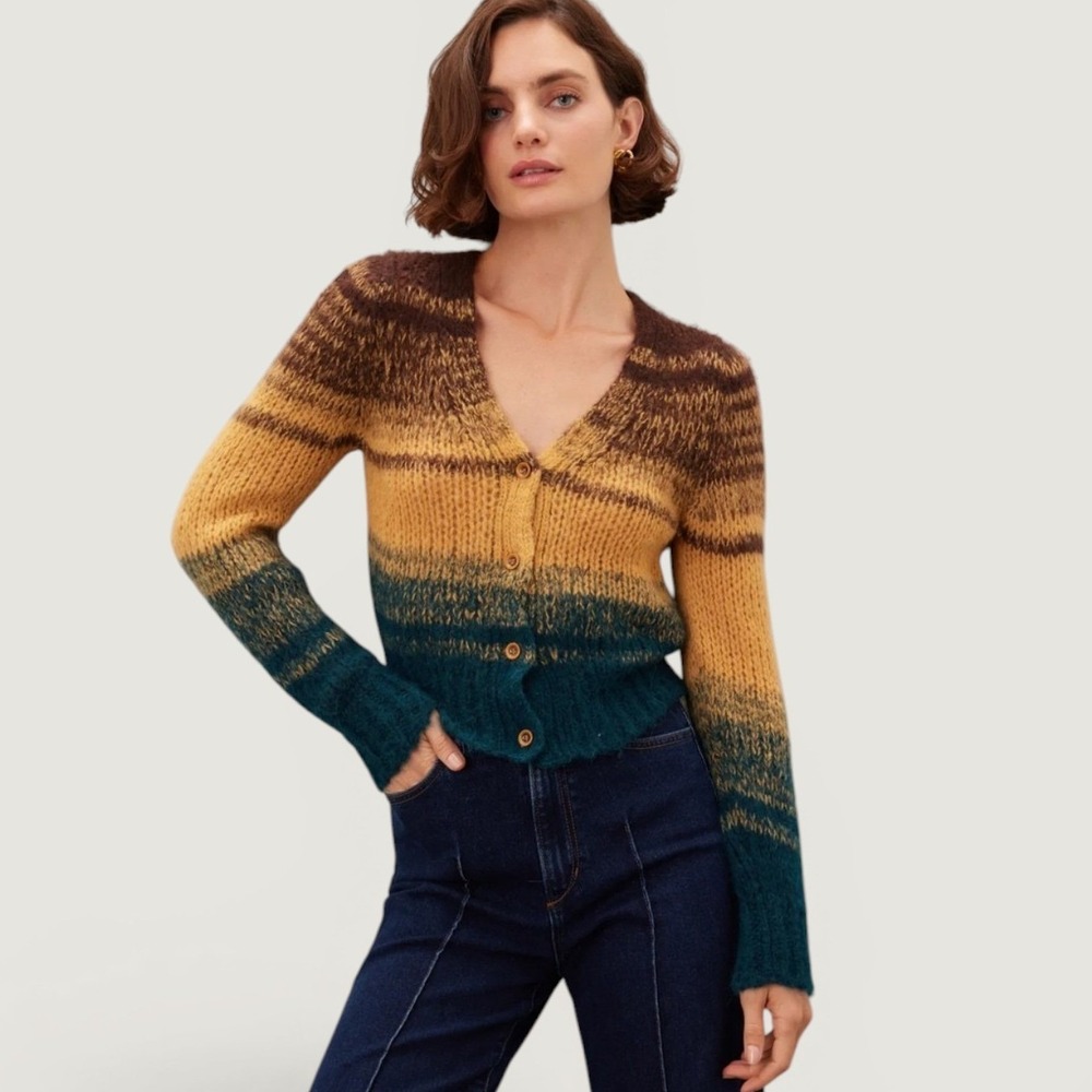 Ulla Johnson Paola Cardigan Desert Ombre Alpaca Wool Knit Sweater Size Large